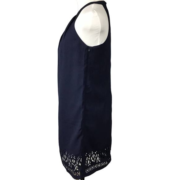 Greylin Melissa Laser Cut Deep Navy Blue Halter Shift Mini Dress sz XS - Picture 8 of 13